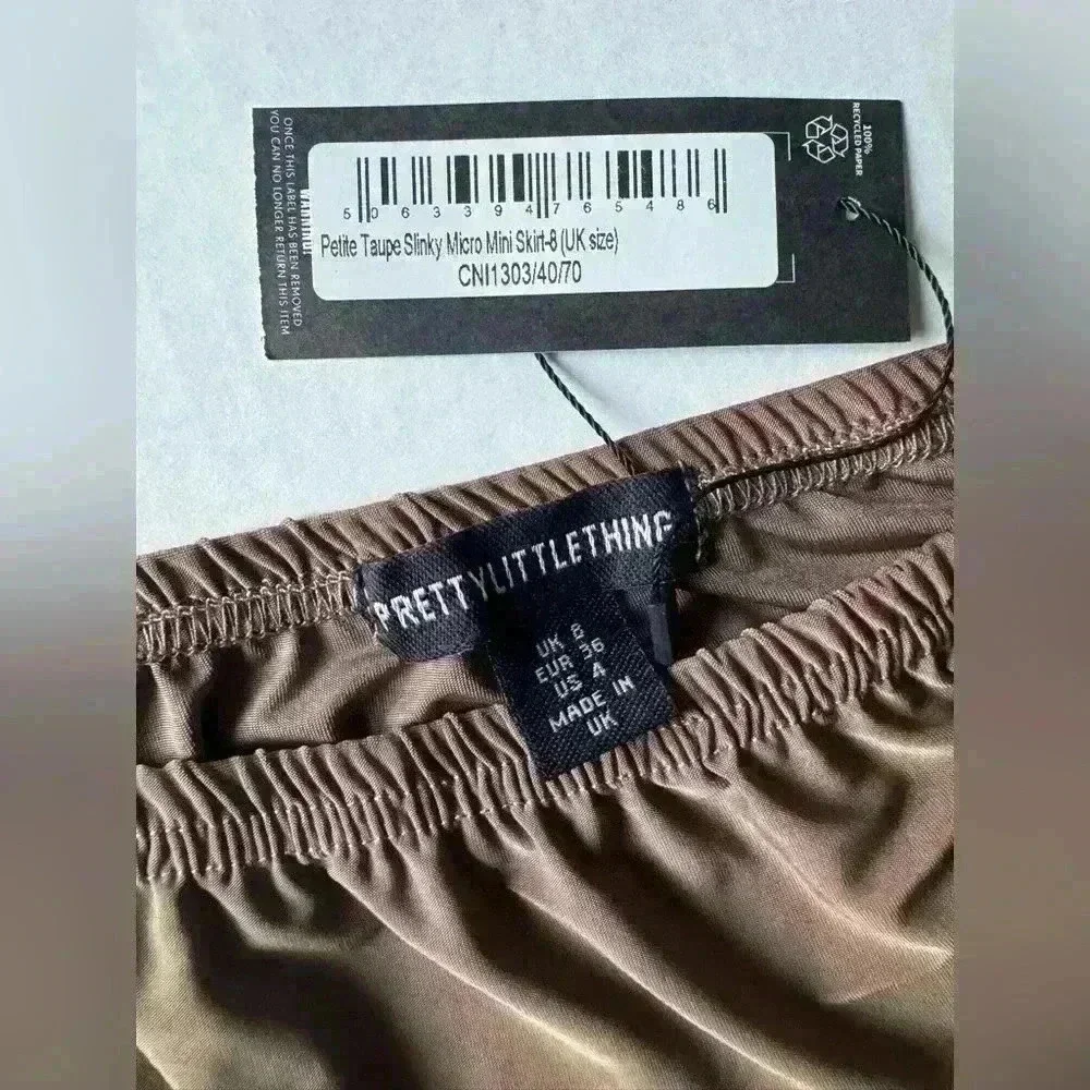PrettyLittleThings Women’s Petite Taupe‎ Slinky Micro Mini Skirt Size 4